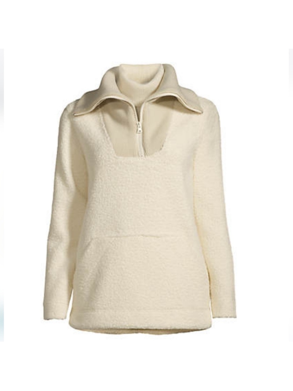 Lands End Cozy Boucle Fleece Pullover XS in Cream